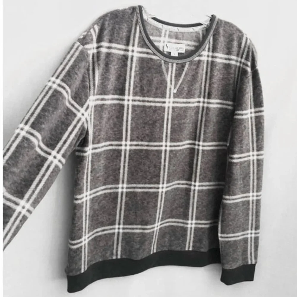 Koolaburra Ugg Brushed Fleece Top Sweater Plaid Size Small NWT